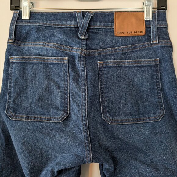 Point Sur Jeans Women's Size 27 Blue 10" Demi-Boot Cropped Button-Fly Raw Hem - Picture 13 of 16